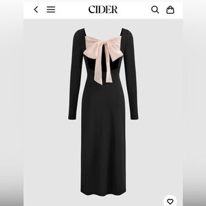 CIDER SQUARE NECK SOLID RUCHED BACK BOWKNOT MAXI DRESS NWT XSMALL